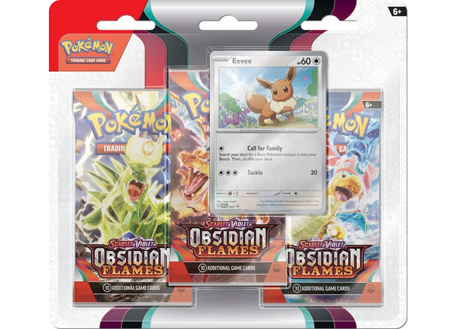 Gamers Guild AZ Pokemon Pokemon Scarlet and Violet 3 Obsidian Flames 3-Pack Blister - Eevee Pokemon