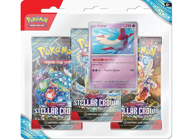 Gamers Guild AZ Pokemon Pokemon TCG: Scarlet and Violet Stellar Crown Three-Booster Blister - Latias Pokemon