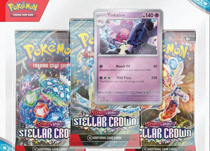 Gamers Guild AZ Pokemon Pokemon TCG: Scarlet and Violet Stellar Crown Three-Booster Blister - Tinkaton Pokemon