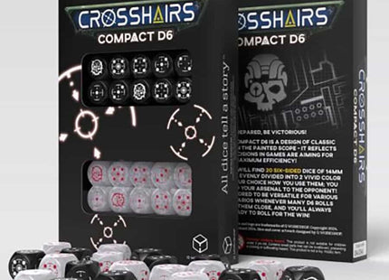 Gamers Guild AZ Q-Workshop Crosshairs Compact D6 Dice: Black And Pearl - Black Friday GTS
