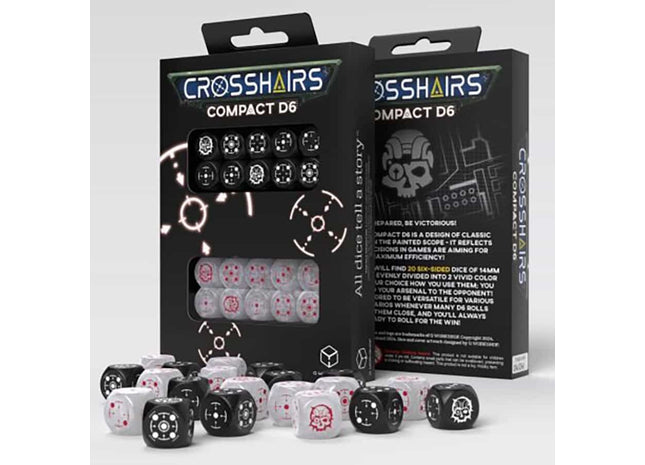 Gamers Guild AZ Q-Workshop Crosshairs Compact D6 Dice: Black And Pearl - Black Friday GTS