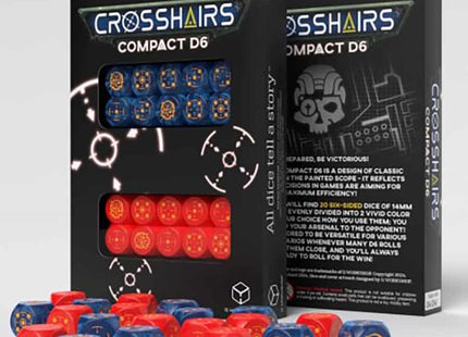 Gamers Guild AZ Q-Workshop Crosshairs Compact D6 Dice: Cobalt And Red (Pre-Order) GTS