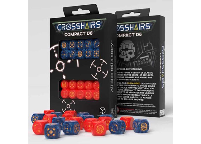 Gamers Guild AZ Q-Workshop Crosshairs Compact D6 Dice: Cobalt And Red (Pre-Order) GTS