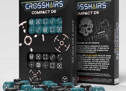 Gamers Guild AZ Q-Workshop Crosshairs Compact D6 Dice: Stormy And Black - Black Friday GTS