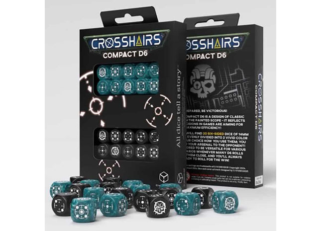 Gamers Guild AZ Q-Workshop Crosshairs Compact D6 Dice: Stormy And Black - Black Friday GTS