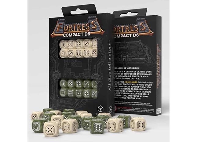 Gamers Guild AZ Q-Workshop Fortress Compact D6 Dice: Beige And Olive - Black Friday GTS