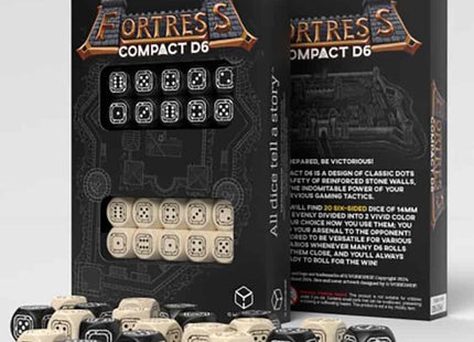 Gamers Guild AZ Q-Workshop Fortress Compact D6 Dice: Black And Beige - Black Friday GTS