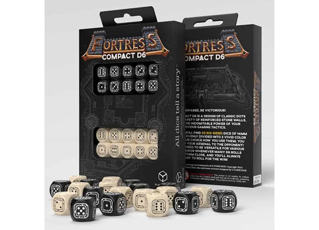 Gamers Guild AZ Q-Workshop Fortress Compact D6 Dice: Black And Beige - Black Friday GTS