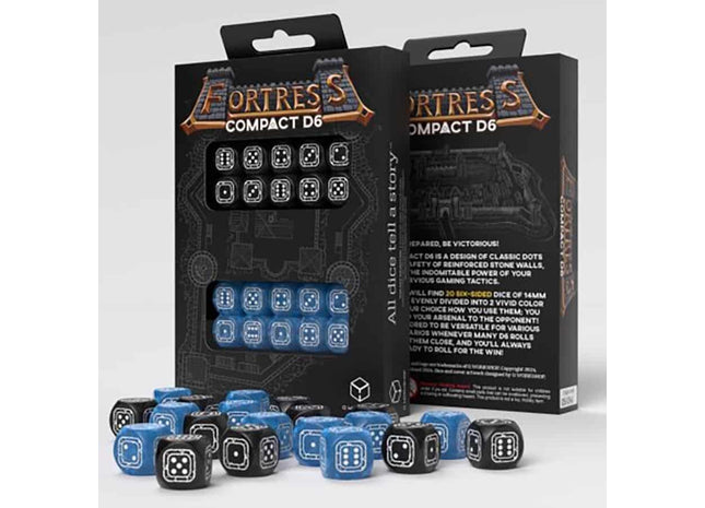 Gamers Guild AZ Q-Workshop Fortress Compact D6 Dice: Black And Blue - Black Friday GTS