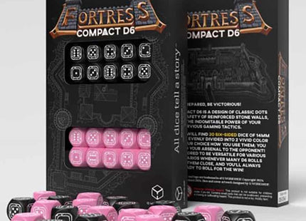 Gamers Guild AZ Q-Workshop Fortress Compact D6 Dice: Black And Pink (Pre-Order) GTS