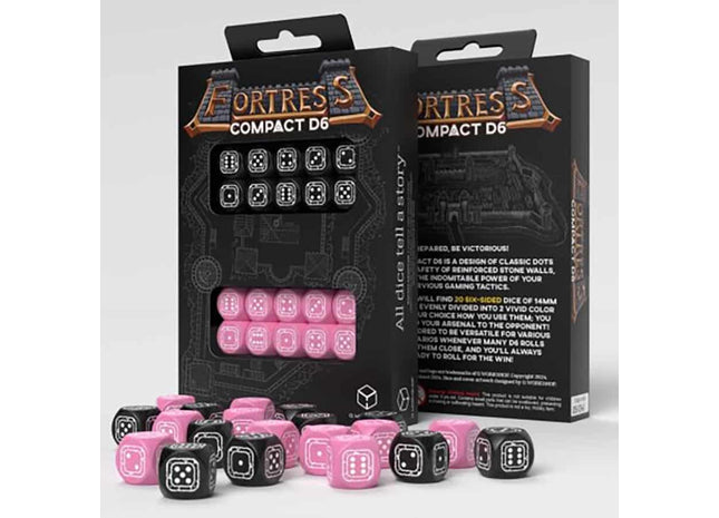 Gamers Guild AZ Q-Workshop Fortress Compact D6 Dice: Black And Pink (Pre-Order) GTS