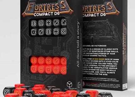 Gamers Guild AZ Q-Workshop Fortress Compact D6 Dice: Black And Red - Black Friday GTS
