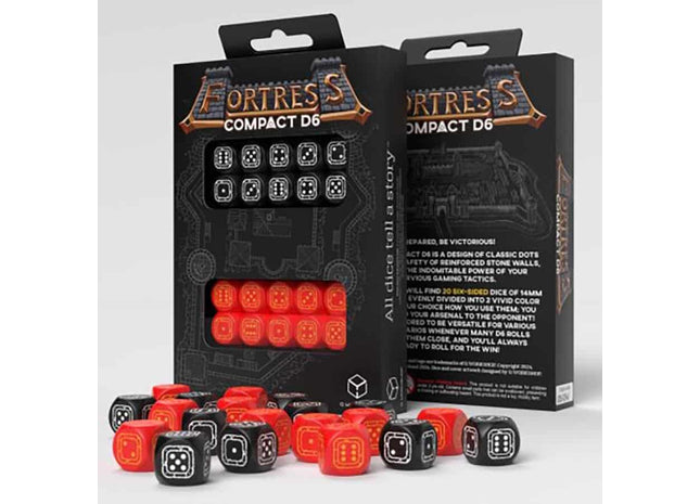 Gamers Guild AZ Q-Workshop Fortress Compact D6 Dice: Black And Red - Black Friday GTS