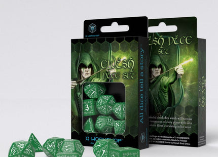 Gamers Guild AZ Q-Workshop Q-Workshop: Elvish Dice Set: RPG Dice - Gray And White (Pre-Order) GTS