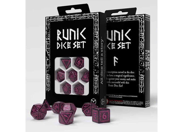 Gamers Guild AZ Q-Workshop Runic Dice Set: Shimmering Black & Magenta (Pre-Order) GTS