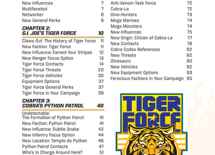 Gamers Guild AZ Renegade Game Studios G.I. JOE RPG Ferocious Fighters: Factions in Action Vol. 1 Sourcebook Renegade Game Studios