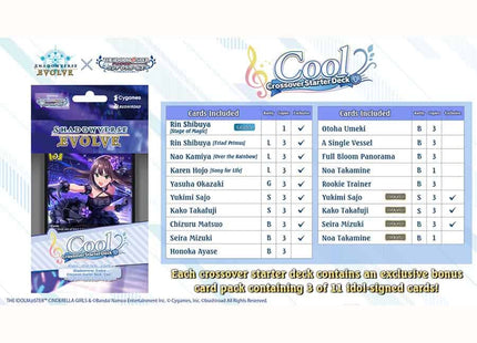 Gamers Guild AZ Shadowverse Evolve Shadowverse Evolve: Crossover Starter Deck: The Idolm@ster Cinderella Girls: Cool - Street Date: 10/11/2024 - ORDER DUE BY: 06/19/2024 - Price: $23.03 Southern Hobby