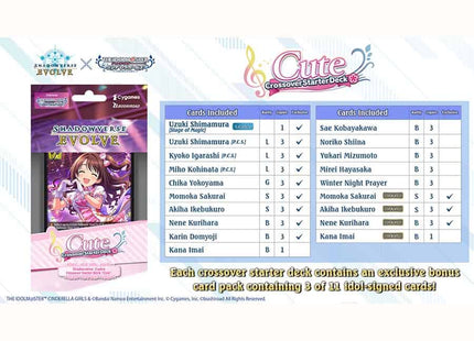 Gamers Guild AZ Shadowverse Evolve Shadowverse Evolve: Crossover Starter Deck: The Idolm@ster Cinderella Girls: Cute - Street Date: 10/11/2024 - ORDER DUE BY: 06/19/2024 - Price: $23.03 Southern Hobby