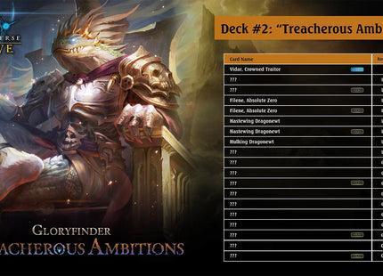 Gamers Guild AZ Shadowverse Evolve Shadowverse Evolve: Gloryfinder Starter Deck: Treacherous Ambitions [SVEE-GFD02] (Pre-Order) YY Card World