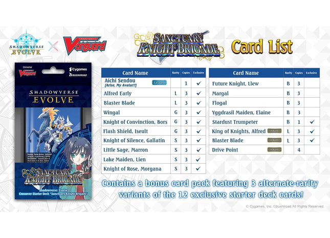 Gamers Guild AZ Shadowverse Evolve Shadowverse Evolve X Cardfight!! Vanguard Crossover Starter Deck: Sanctuary Knight Brigade (Pre-Order) YY Card World