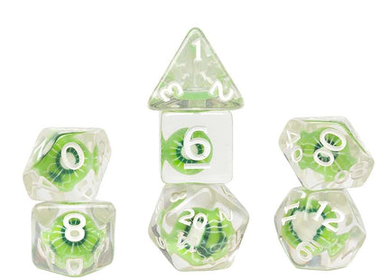 Gamers Guild AZ Sirius Dice 7ct Fruit Slive Dice Set: Kiwi (Pre-Order) GTS