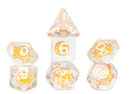 Gamers Guild AZ Sirius Dice 7ct Fruit Slive Dice Set: Orange (Pre-Order) GTS