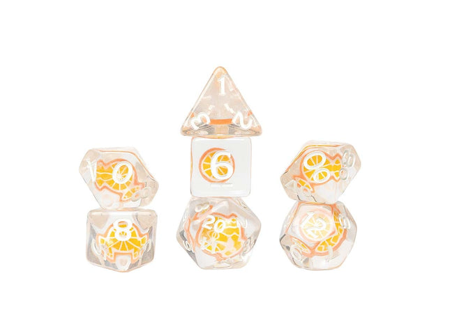 Gamers Guild AZ Sirius Dice 7ct Fruit Slive Dice Set: Orange (Pre-Order) GTS