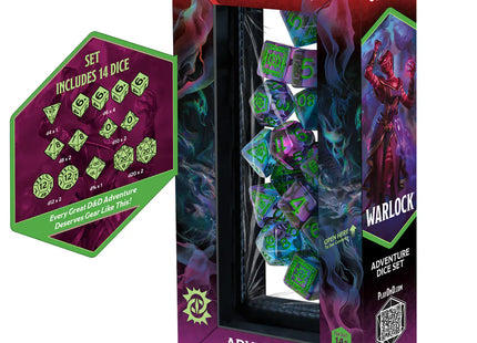 Gamers Guild AZ Sirius Dice Sirius Dice: D&D Warlock Purple & Green - 14pc Dice Set (Pre-Order) GTS