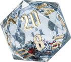 Gamers Guild AZ SIRIUS DICE Snow Globe: 54mm D20 - Silver Ink, Silver Glitter, Red and Green Snowflakes AGD