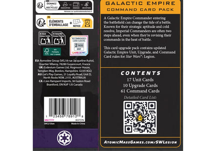 Gamers Guild AZ Star Wars Legion Star Wars: Legion - Galactic Empire Command Card Pack (Pre-Order) Asmodee