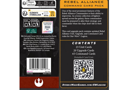 Gamers Guild AZ Star Wars Legion Star Wars: Legion - Rebel Alliance Command Card Pack (Pre-Order) Asmodee