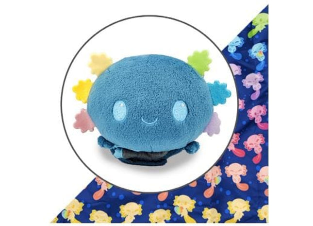 Gamers Guild AZ TeeTurtle Plushie Tote Bag: Dark Blue Rainbow Axolotls Tote Bag + Blue (Rainbow Gills) Axolotl Plushie AGD