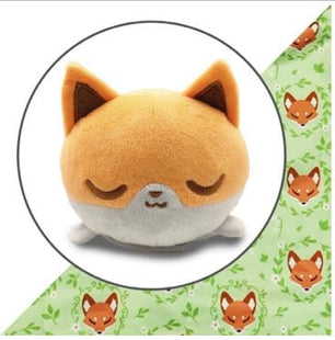 Gamers Guild AZ TeeTurtle Plushie Tote Bag: Light Green Foxes Tote Bag + Orange & White Fox Plushie AGD