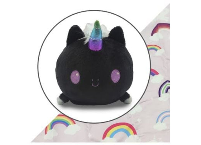 Gamers Guild AZ TeeTurtle Plushie Tote Bag: Pink Rainbows Tote Bag + Black Unicorn Plushie AGD