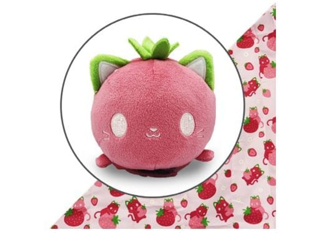 Gamers Guild AZ TeeTurtle Plushie Tote Bag: Pink Strawberry Cats Tote Bag + Pink Strawberry Cat Plushie AGD