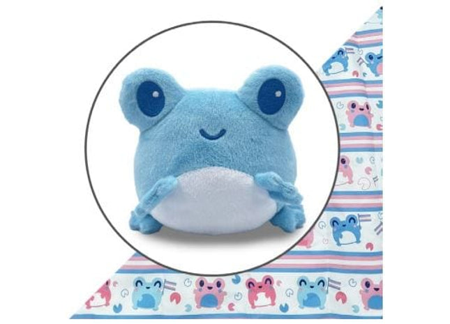 Gamers Guild AZ TeeTurtle Plushie Tote Bag: White Transgender Pride Tote Bag + Blue Frog Plushie AGD