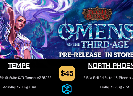 Gamers Guild AZ Tempe - 5/30 @ 11am - FaB Omens of the Third age Prerelease Gamers Guild AZ