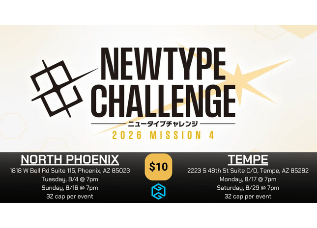 Gamers Guild AZ Tempe - 8/17 @ 7pm - Gundam Card Game Newtype Challenge 2026 Mission 4 Gamers Guild AZ