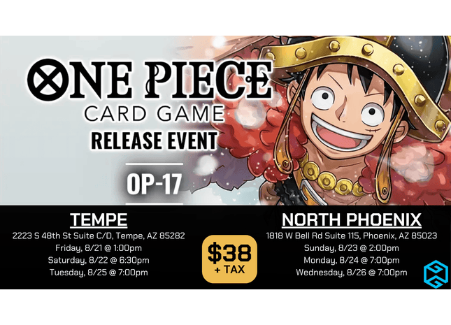 Gamers Guild AZ Tempe - 8/21 @ 1pm - One Piece OP-17 Release Event Gamers Guild AZ