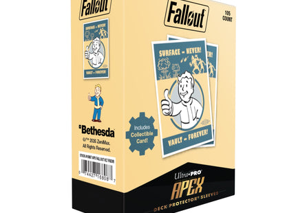 Gamers Guild AZ Ultra Pro Ultra Pro: Apex Sleeves - Fallout Vault Boy Surface-Never! Vault-Forever! 105ct (Pre-Order) Southern Hobby