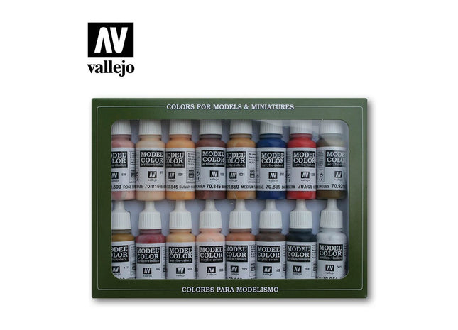 Gamers Guild AZ Vallejo Vallejo Model Color Set: 70.125 16 Face & Skin Tones HobbyTyme