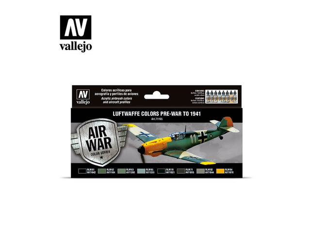 Gamers Guild AZ Vallejo Vallejo Set: 71.165  Air War - Luftwaffe colors pre-war to 1941 HobbyTyme