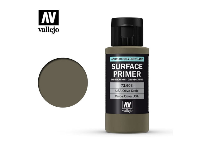 Gamers Guild AZ Vallejo Vallejo: Surface Primer 73.608 US Olive Drab 60ml HobbyTyme