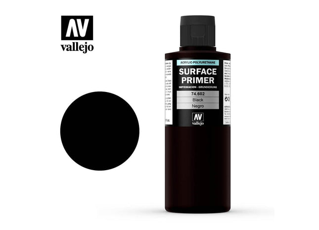 Gamers Guild AZ Vallejo Vallejo: Surface Primer 74.602 Black 200ml HobbyTyme