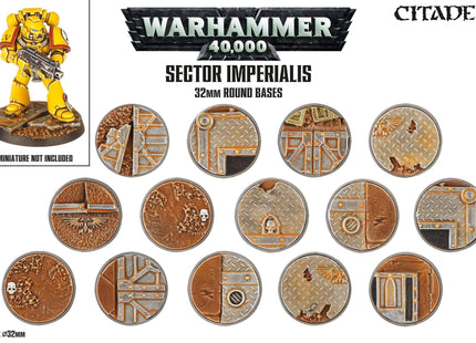 Gamers Guild AZ Warhammer 40,000 Citadel: Basing - Warhammer 40K Sector Imperialis 32mm Round Bases Games-Workshop