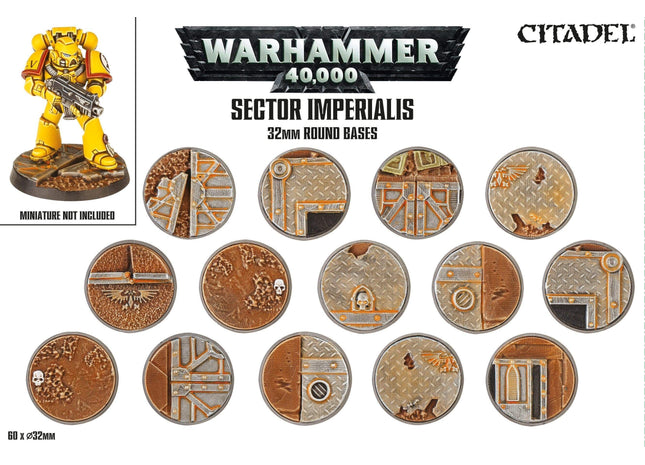 Gamers Guild AZ Warhammer 40,000 Citadel: Basing - Warhammer 40K Sector Imperialis 32mm Round Bases Games-Workshop