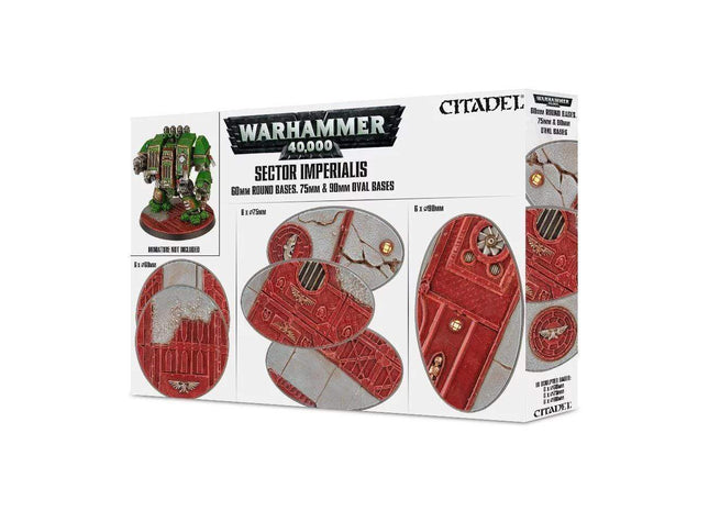 Gamers Guild AZ Warhammer 40,000 Citadel: Basing - Warhammer 40K Sector Imperialis 60mm Round Bases. 75mm & 90mm Oval Bases Games-Workshop