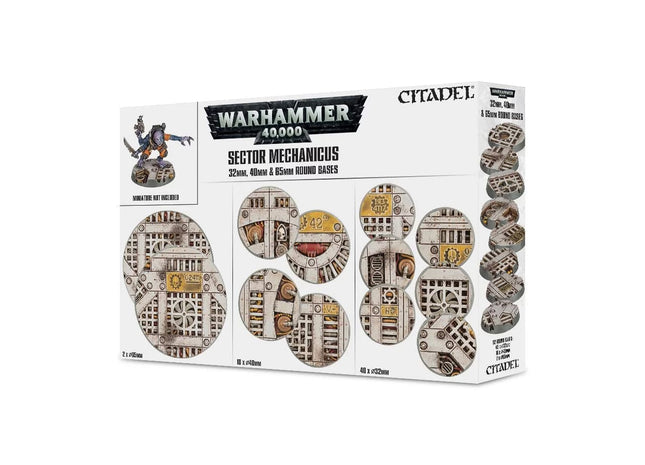 Gamers Guild AZ Warhammer 40,000 Citadel: Basing - Warhammer 40K Sector Mechanicus 32mm, 40mm & 65mm Round Bases Games-Workshop