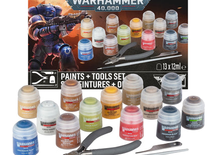 Gamers Guild AZ Warhammer 40K Warhammer Colour Paint: Paints + Tools Set (Pre-Order) Games-Workshop