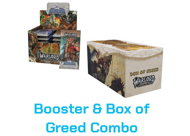 Gamers Guild AZ Warlord Warlord: Saga of the Storm CCG - Kickstarter Booster Box + Box of Greed Combo (Pre-Order) Kickstarter